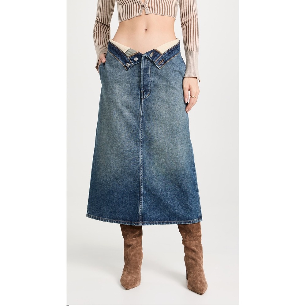 NWT EB Denim Lowrise Madison Maxi Skirt Sz XS/Small $360‎
